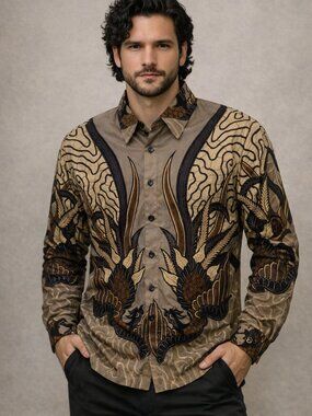 Sekarlima Men’s Indonesian Batik Button-Up Shirt (Size 16–16.5)